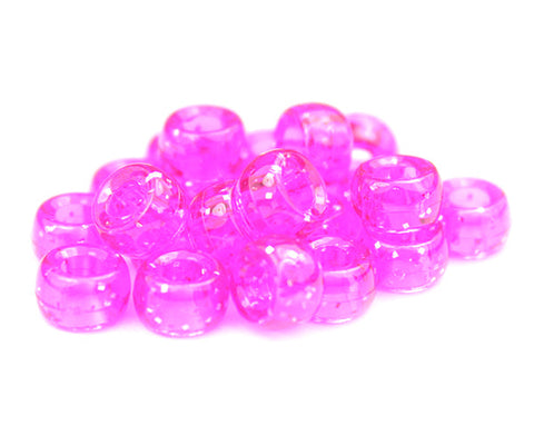 51030 ホット ピンク 閃光(Sparkle) 6.5x4mm ミニ バレル ポニービーズ (200個)【在庫あり：★★☆】