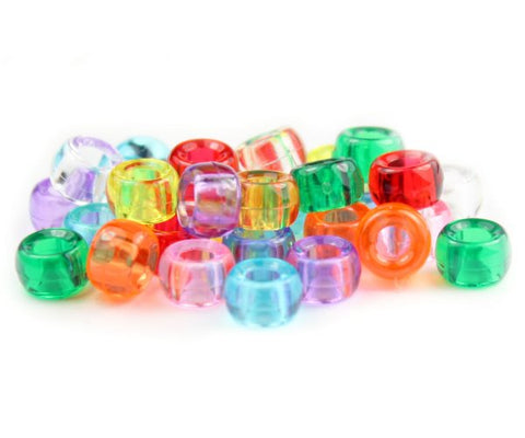 51037 ミックス 透明 6.5x4mm ミニ バレル ポニービーズ (200個)【在庫状況：★★☆】