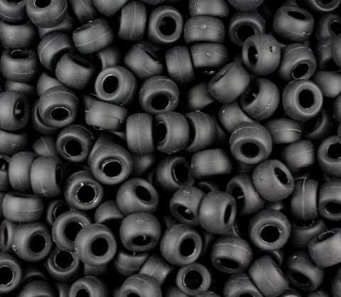 51099 ブラック マット(Matte) 6.5x4mm ミニ バレル ポニービーズ (200個)