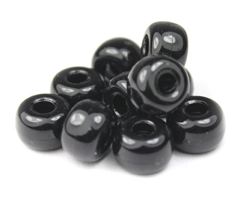 52012 ブラック 不透明(Opaque) 11x8mm ラージ バレル ポニービーズ (50個)【在庫状況：★☆☆】