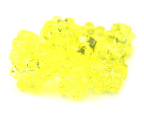 53004 イエロー 透明 13mm フラワー ポニービーズ (50個)【リクエスト入荷】