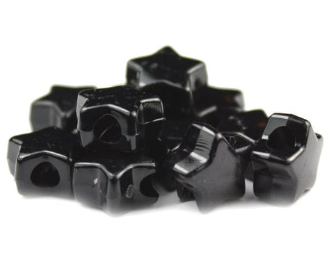 54007 ブラック 不透明(Opaque) 13mm スター ポニービーズ (50個)【在庫状況：★★☆】