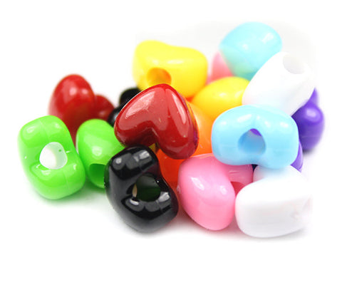 55001 ミックス 不透明(Opaque) 12x10mm ハート型 ポニービーズ (50個)【在庫状況：★☆☆】