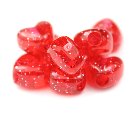 55017 ルビー 閃光(Sparkle) 12x10mm ハート型 ポニービーズ (50個)【在庫状況：★★☆】