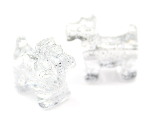 57011 シルバー 閃光(Sparkle) 25mm スコッティ ドッグ ポニービーズ (10個)【在庫あり：★☆☆】
