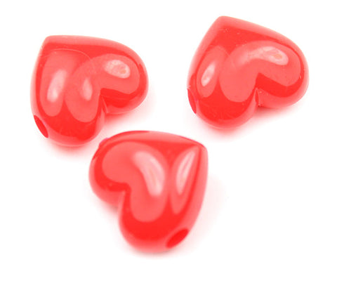 57038 ブライト レッド 不透明(Opaque) 20mm ハート型 ポニービーズ (10個)【在庫状況：★★☆】