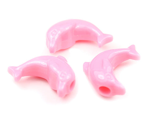 57054 ベイビー ピンク 不透明(Opaque) 25mm ドルフィン ポニービーズ (10個)【在庫あり：★★☆】