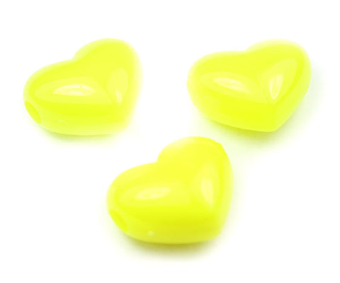 57061 レモン ネオン ブライト 20mm ハート型 ポニービーズ (10個)【在庫あり：★★☆】