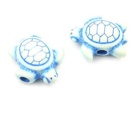 57119 アイボリー/ブルー 不透明(Opaque) 25mm ウミガメ ポニービーズ (10個)【リクエスト入荷】