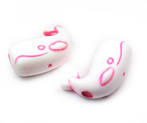 57144 ホワイト/ピンク 不透明(Opaque) 25mm クジラ ポニービーズ (10個)【リクエスト入荷】