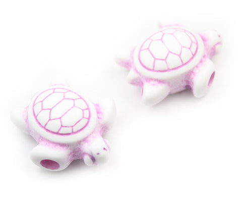 57147 ホワイト/パープル 不透明(Opaque) 25mm ウミガメ ポニービーズ (10個)【リクエスト入荷】