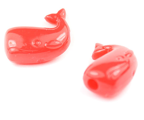 57160 ブライト レッド 不透明(Opaque) 25mm クジラ ポニービーズ (10個)【在庫あり：★☆☆】