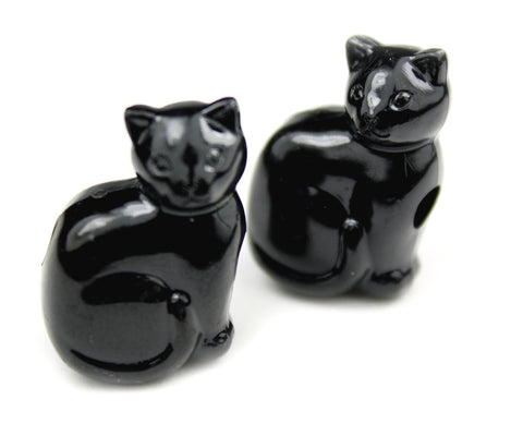 57189 ブラック 不透明(Opaque) 25mm ネコ ポニービーズ (10個)【在庫状況：★★★】