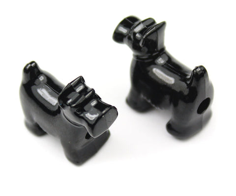 57190 ブラック 不透明(Opaque) 25mm スコッティ ドッグ ポニービーズ (10個)【在庫あり：★★☆】