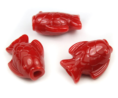 57218 レッド 不透明(Opaque) 25mm サカナ ポニービーズ (10個)【リクエスト入荷】