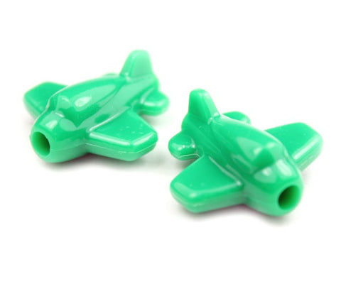 57274 グリーン 不透明(Opaque) 25mm 飛行機 ポニービーズ (10個)【在庫あり：★☆☆】
