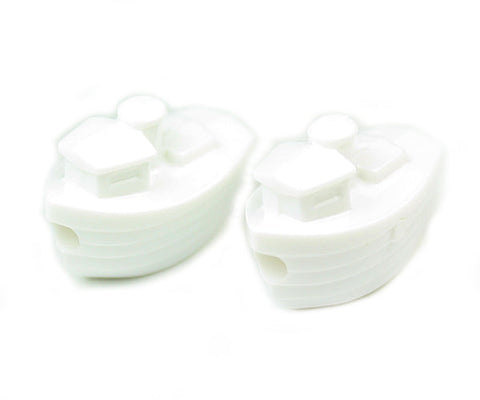 57288 ホワイト 不透明(Opaque) 25mm ボート ポニービーズ (10個)【リクエスト入荷】