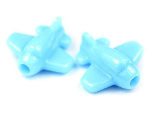 57290 ベイビーブルー 不透明(Opaque) 25mm 飛行機 ポニービーズ (10個)【リクエスト入荷】