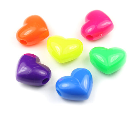 57333 ミックス ネオン ブライト 20mm ハート型 ポニービーズ (10個)【在庫あり：★☆☆】