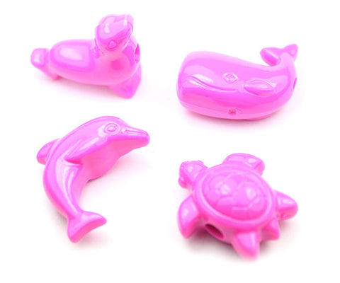 57334 ダーク ピンク 不透明(Opaque) 25mm 海の生き物 ポニービーズ (10個)【リクエスト入荷】