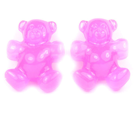 57384 ピンク 蓄光 25mm テディベア ポニービーズ (10個)【在庫あり：★☆☆】