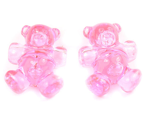 57391 ピンク 透明 25mm テディベア ポニービーズ (10個)【在庫あり：★☆☆】